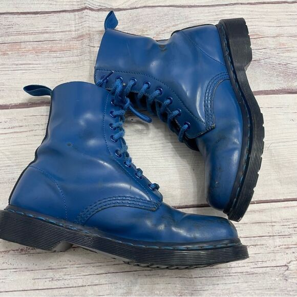 Dr. Martens 1460 Pascal Mono Lace Up Boots Blue Rare 2012 Sz 9 See Measurements - Picture 3 of 8